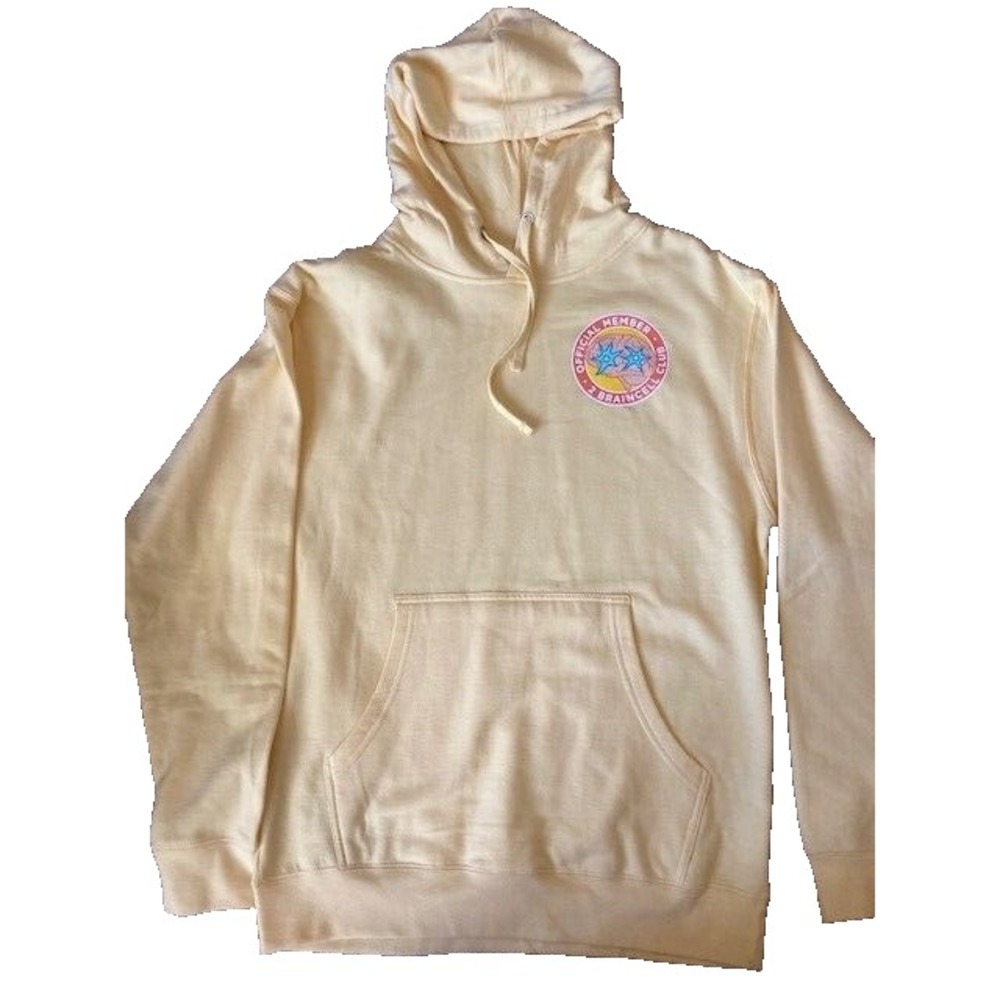 Yellow Hoodie Mens M 2 Brain Cells Club Sweatshirt
